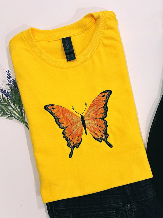Butterfly Embroidered Crewneck T-shirt