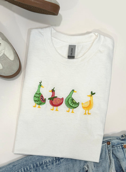 Fruity Geese Embroidered T-shirt