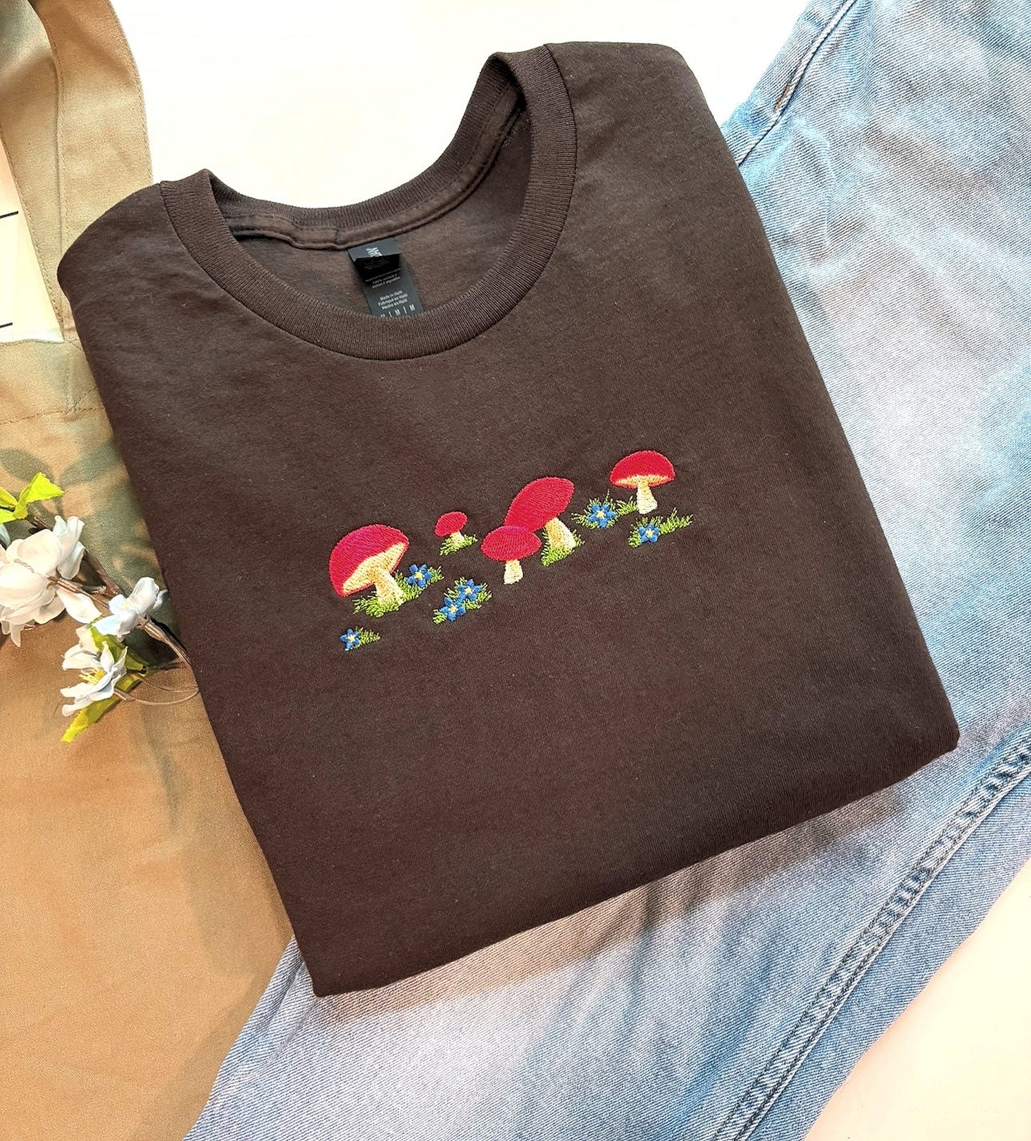 Mushrooms Embroidered T-Shirt