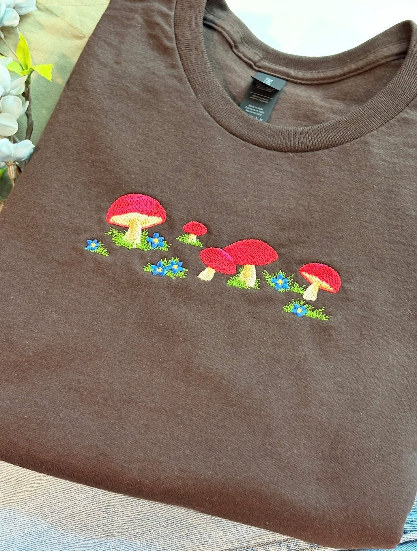 Mushrooms Embroidered T-Shirt