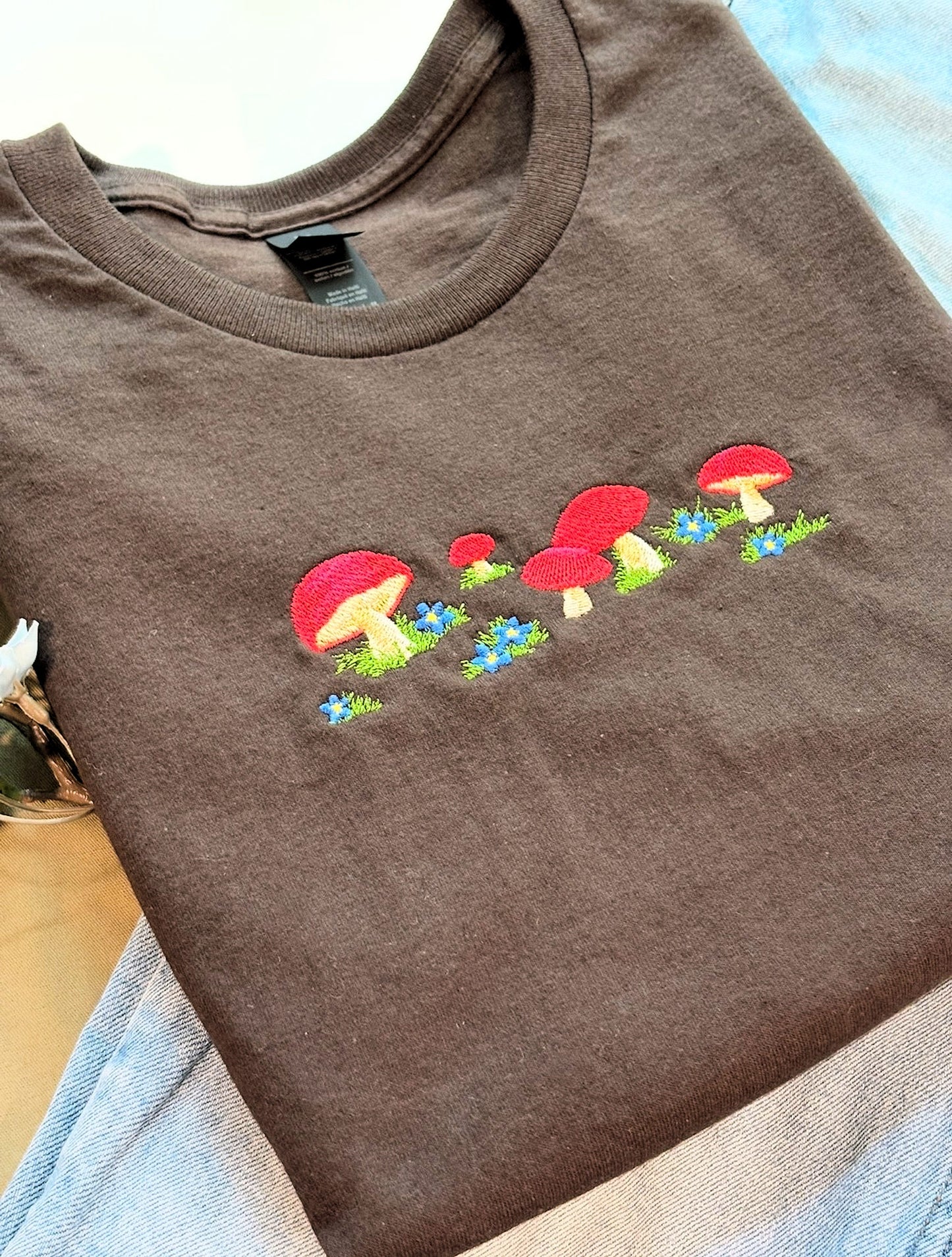 Mushrooms Embroidered T-Shirt