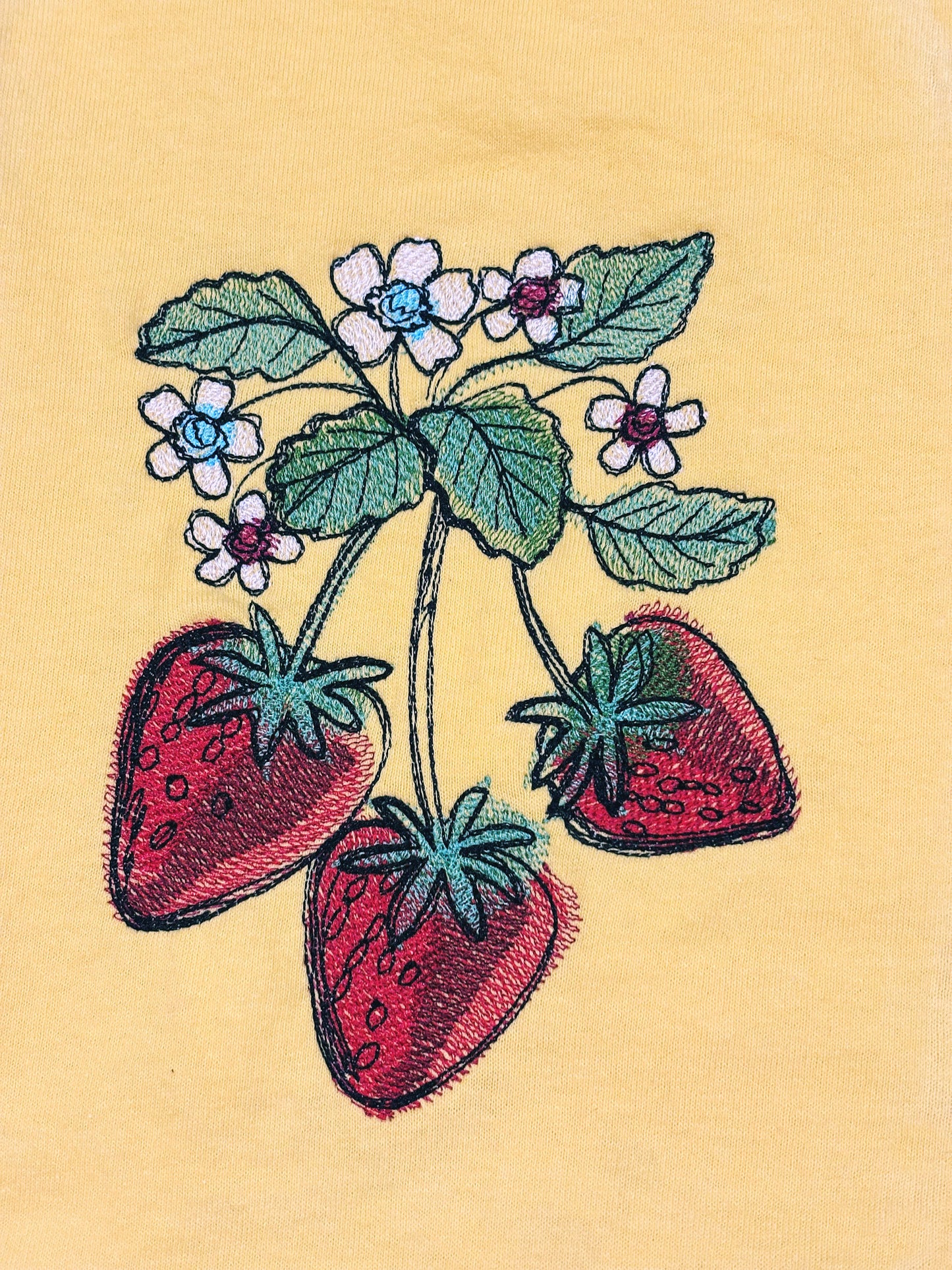 Tasty Strawberry Trio Embroidered T-shirt