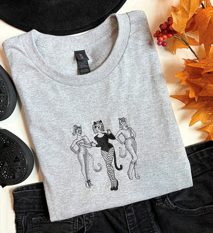 Vintage Pinup Halloween Costumes Embroidered T-shirt