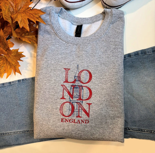 London England Embroidered Sweatshirt