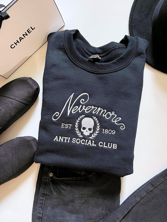 Nevermore Anti Social Club - Embroidered Sweatshirt