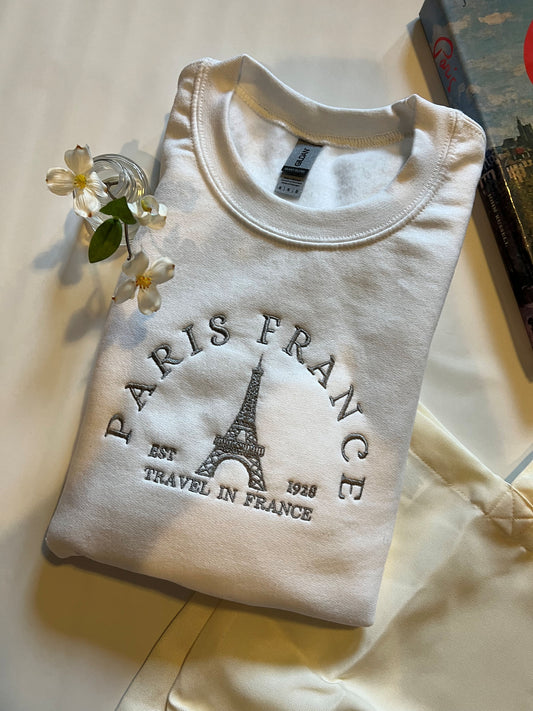 Paris France Embroidered Sweatshirt