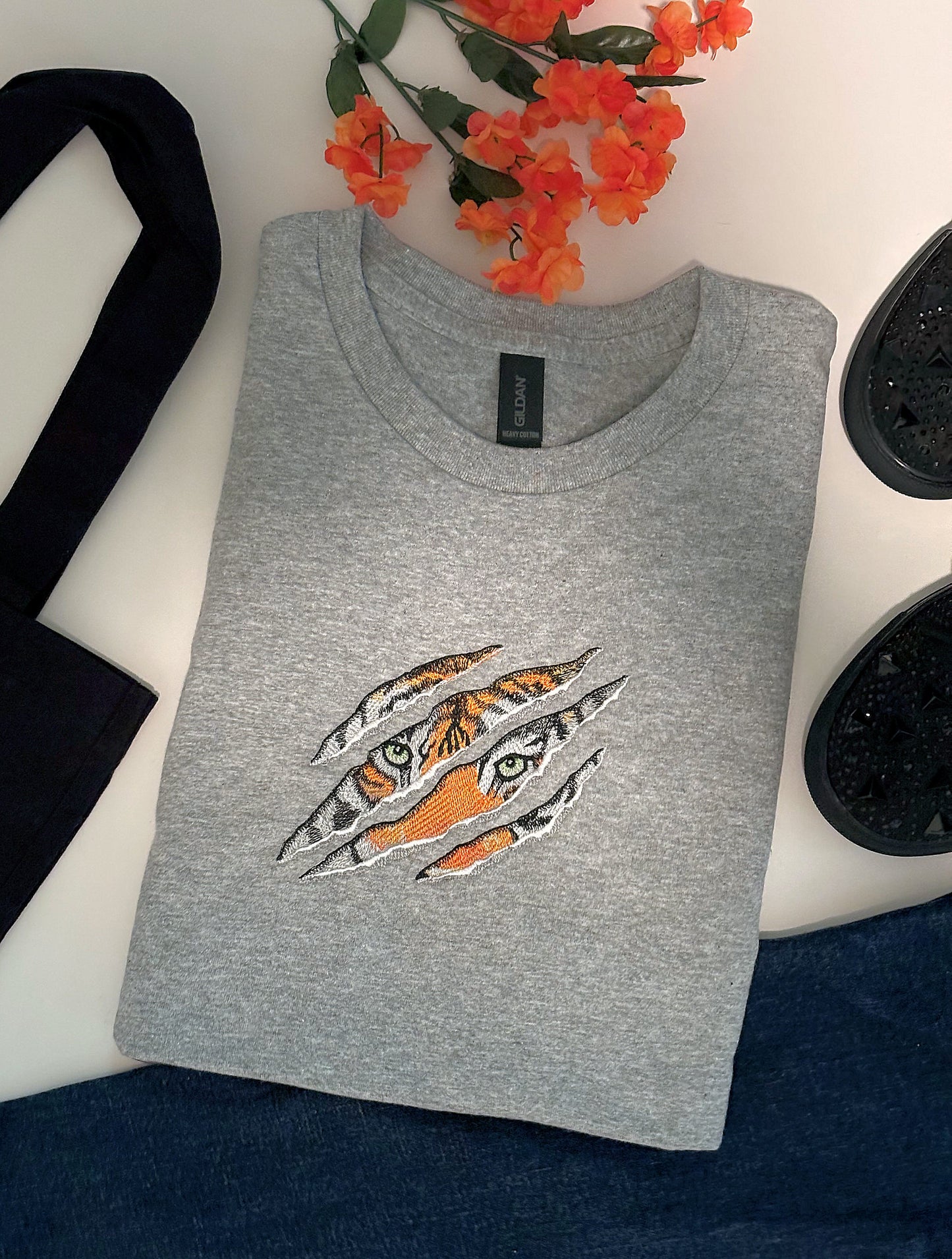 Fierce Tiger Embroidered Crewneck T-Shirt