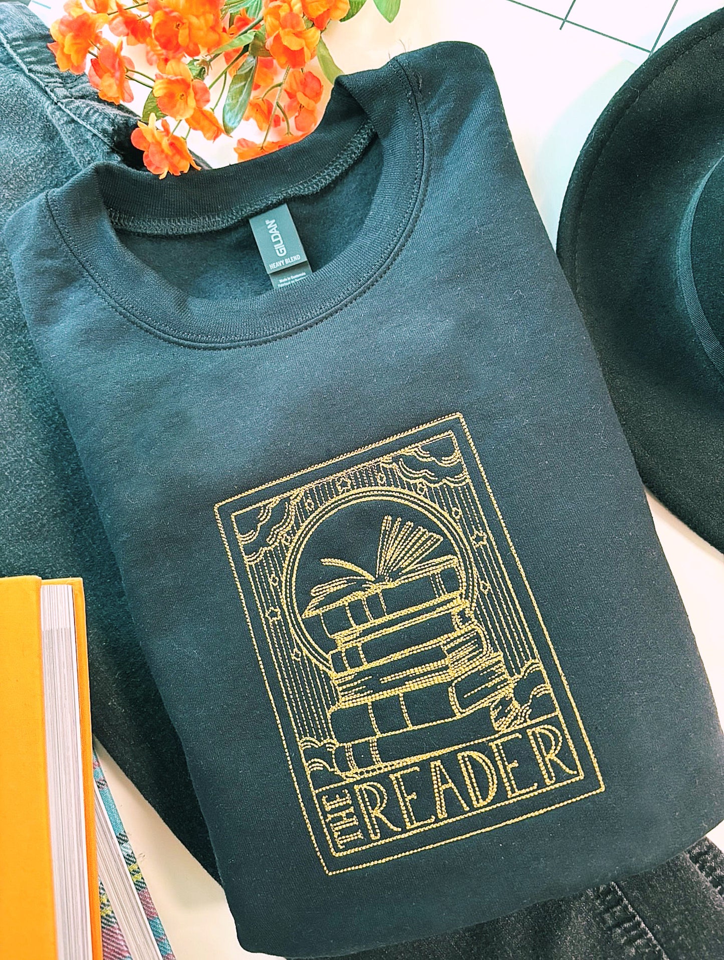 The Reader Tarot Card Embroidered Crewneck Sweatshirt