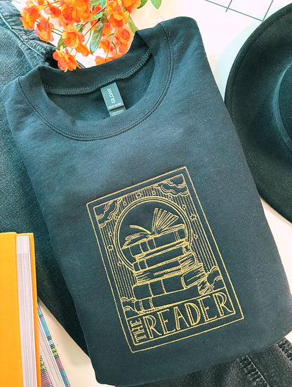 The Reader Tarot Card Embroidered Crewneck Sweatshirt