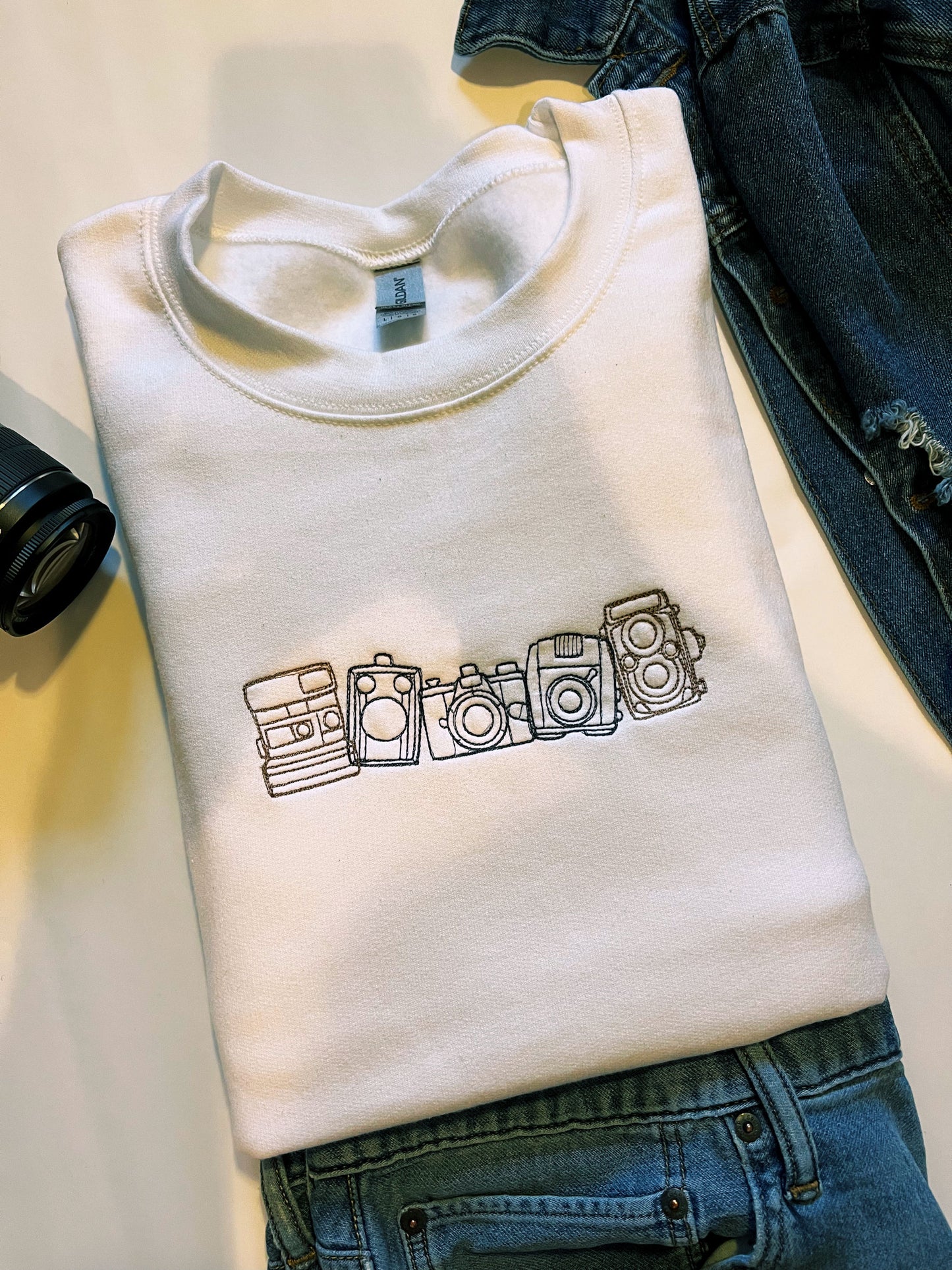 Vintage Cameras Embroidered Sweatshirt