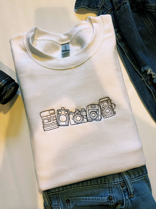 Vintage Cameras Embroidered Sweatshirt