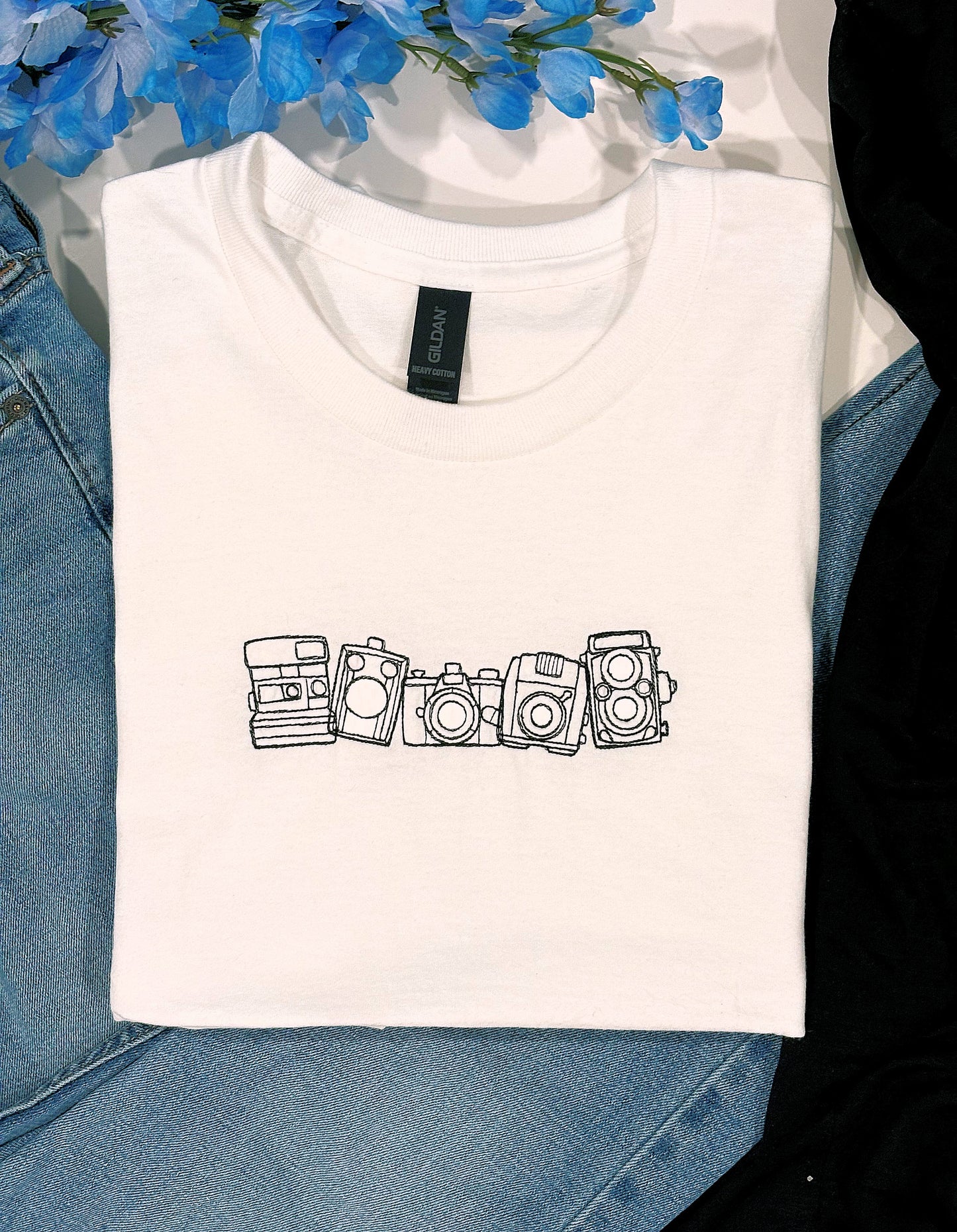 Vintage Cameras Embroidered T-shirt