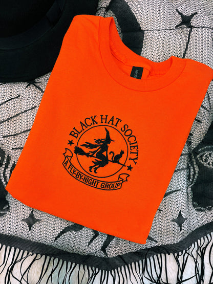 Black Hat Society Embroidered Witch T-Shirt