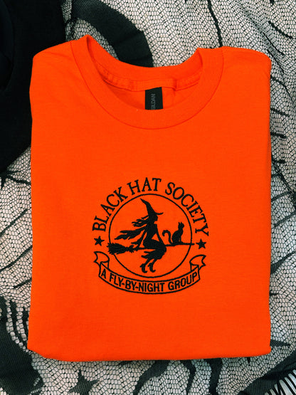 Black Hat Society Embroidered Witch T-Shirt