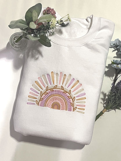 Boho Rainbow- Embroidered Sweatshirt