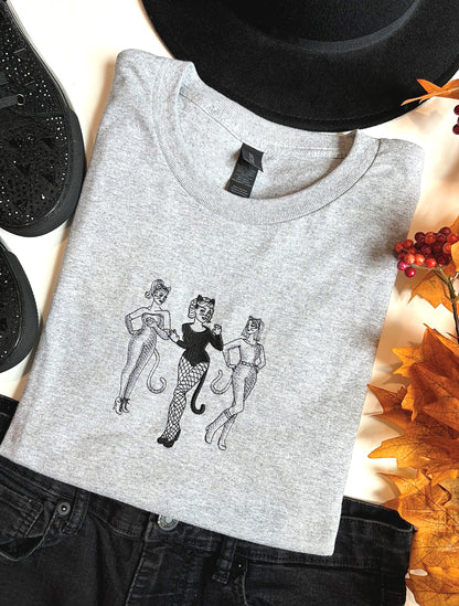 Vintage Pinup Halloween Costumes Embroidered T-shirt