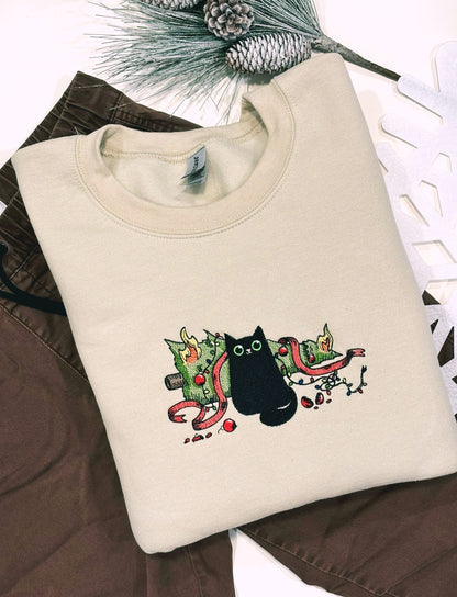 Christmas Cat-astrophe Embroidered Sweatshirt