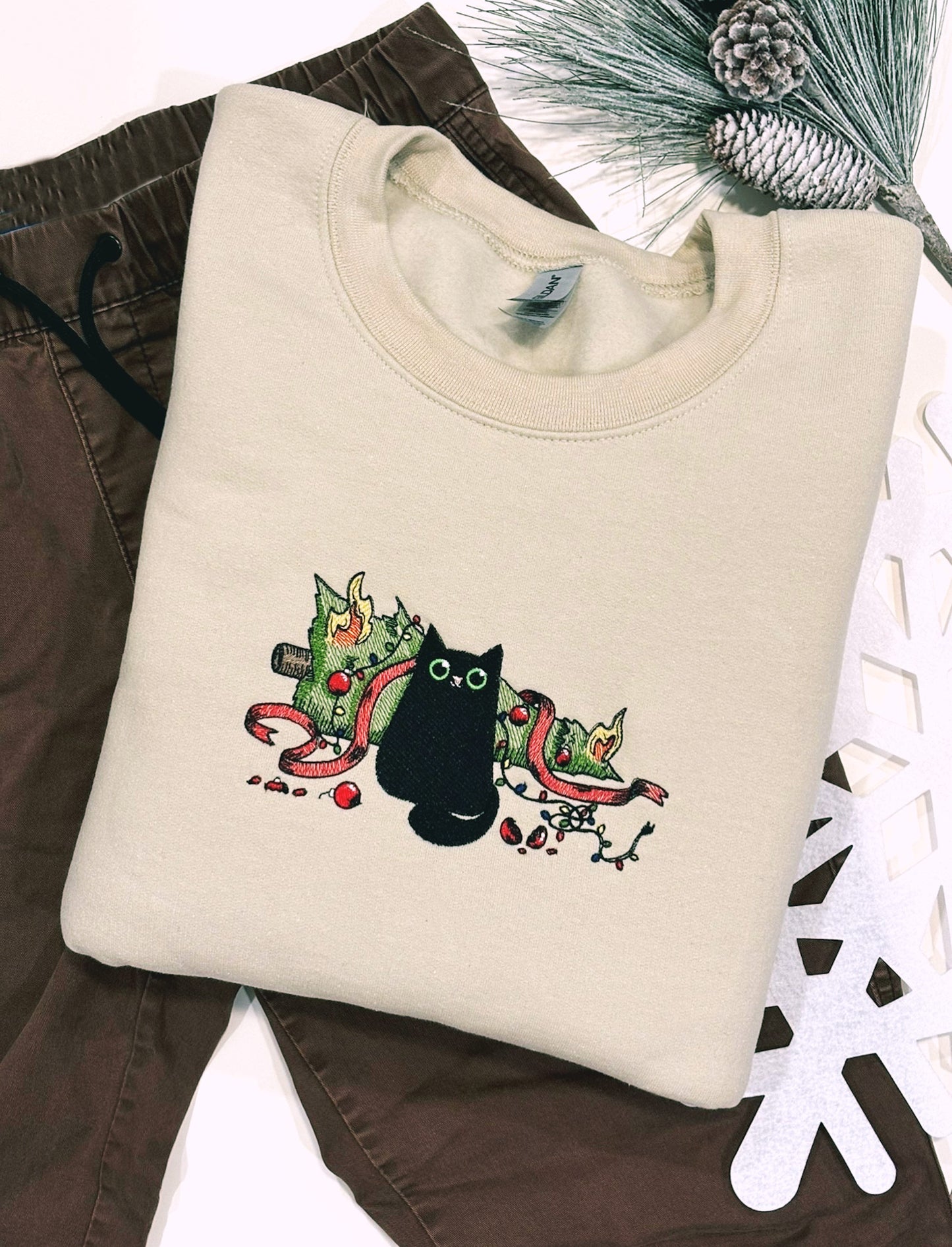 Christmas Cat-astrophe Embroidered Sweatshirt