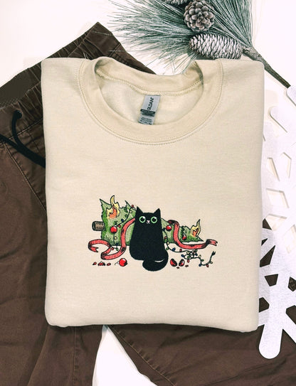 Christmas Cat-astrophe Embroidered Sweatshirt