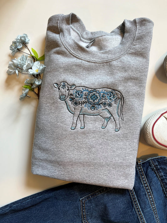 Delft Cow Embroidered Sweatshirt