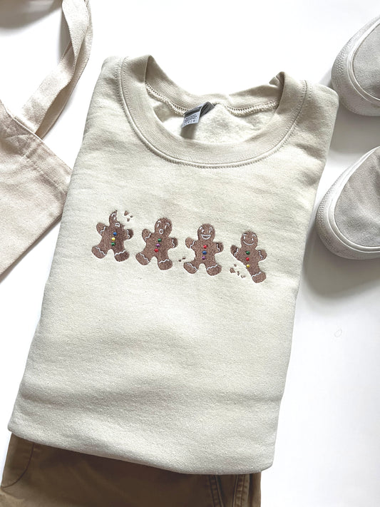 Gingerbread Men Embroidered Sweatshirt