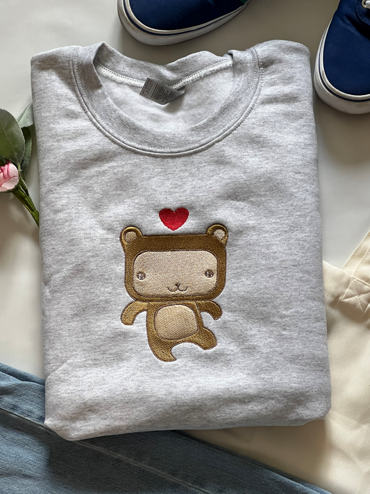 Happy Bear Love - Embroidered Sweatshirt