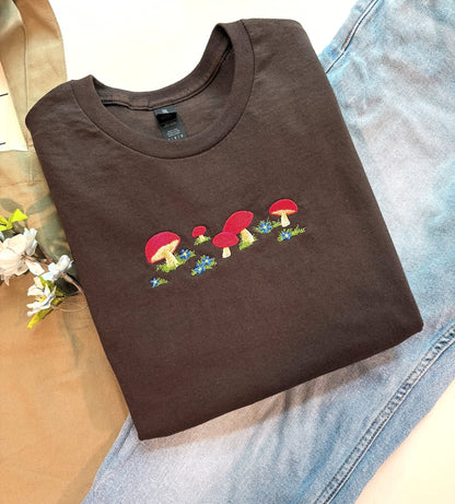 Mushrooms Embroidered T-Shirt
