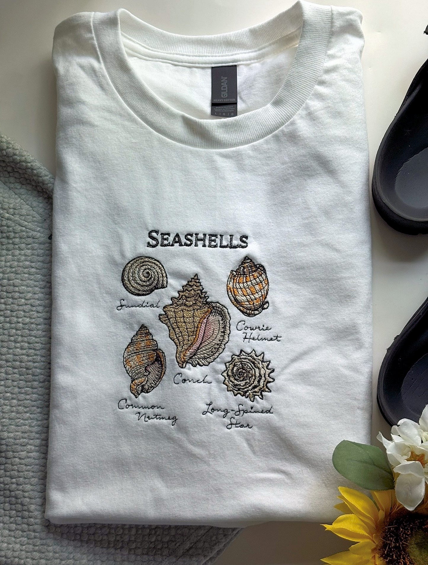 Seashells By The Seashore Chart Embroidered T-shirt