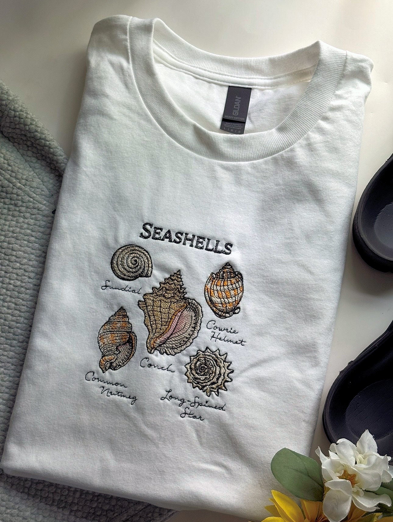 Seashells By The Seashore Chart Embroidered T-shirt