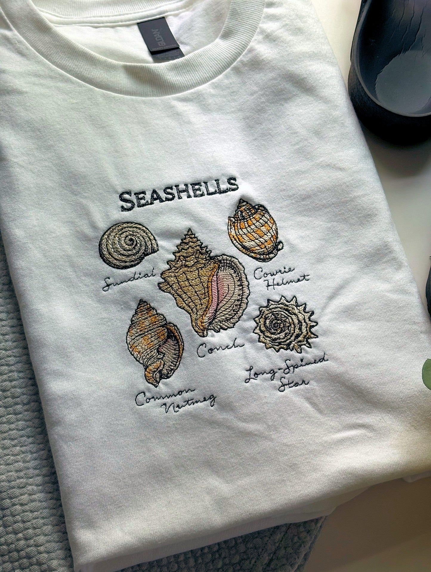Seashells By The Seashore Chart Embroidered T-shirt