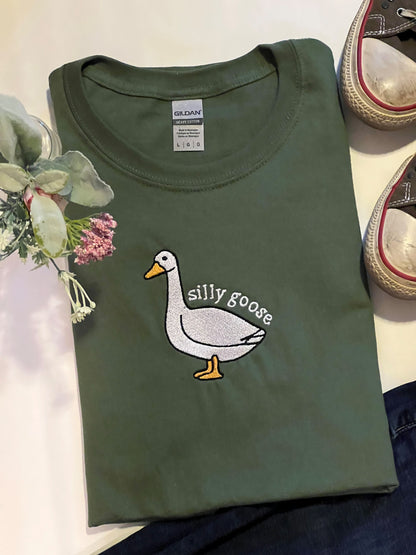 Silly Goose Embroidered Crewneck T-shirt