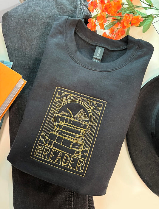 The Reader Tarot Card Embroidered Crewneck Sweatshirt