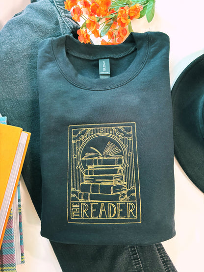 The Reader Tarot Card Embroidered Crewneck Sweatshirt