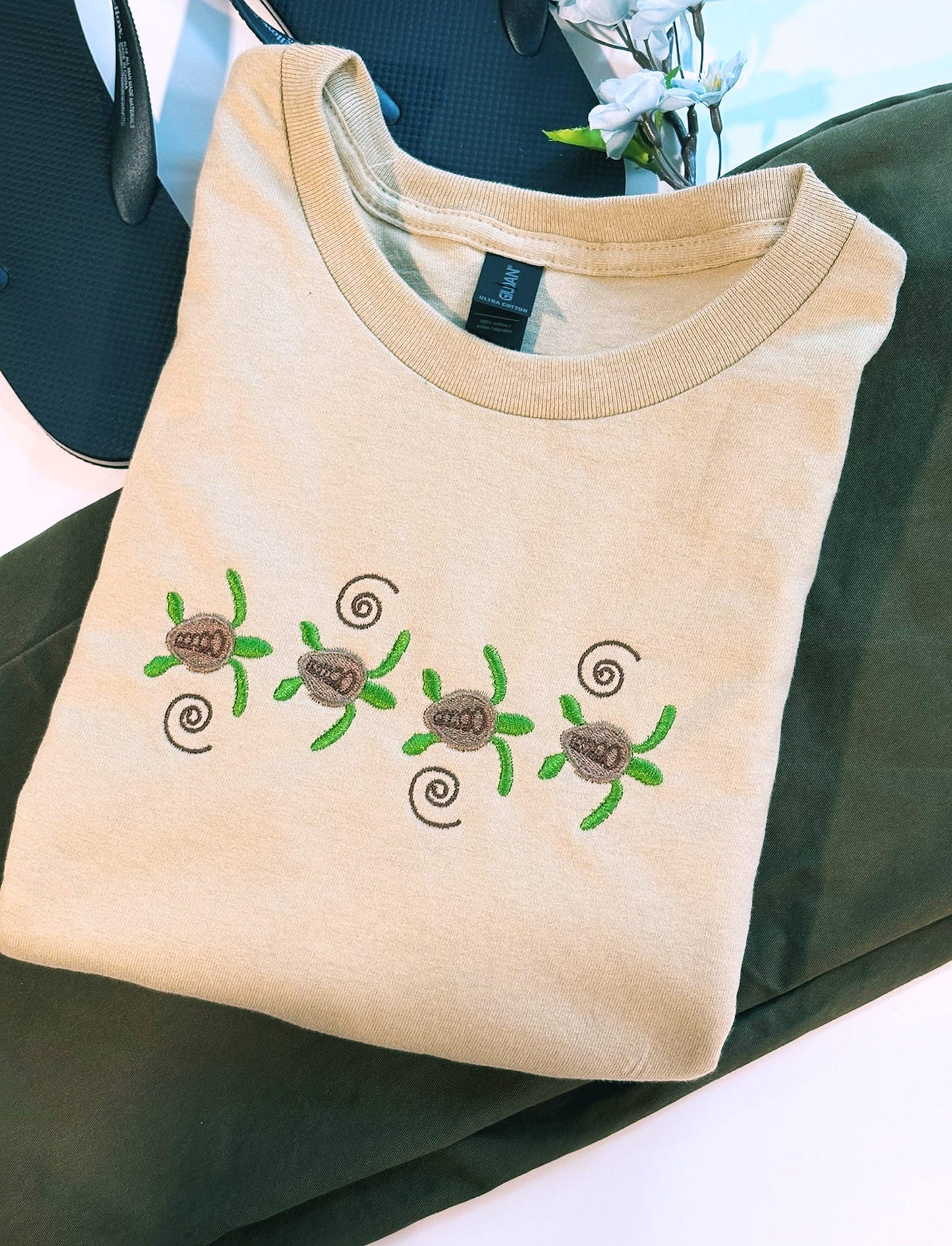 Sea Turtles Embroidered T-Shirt