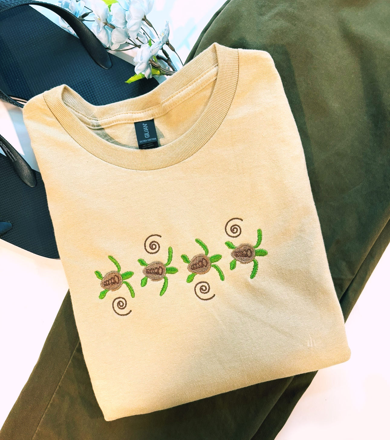 Sea Turtles Embroidered T-Shirt